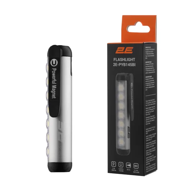 Фонарь ручной аккумуляторный 2E PYB145BI USB-C 500мА·ч 300лм 3Вт 4 режима освещения IPX4 0.05кг в наличии