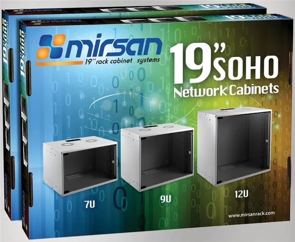 Шкаф MIRSAN 19", 12U, SOHO, 535x400 мм, максимально 30 кг, серый