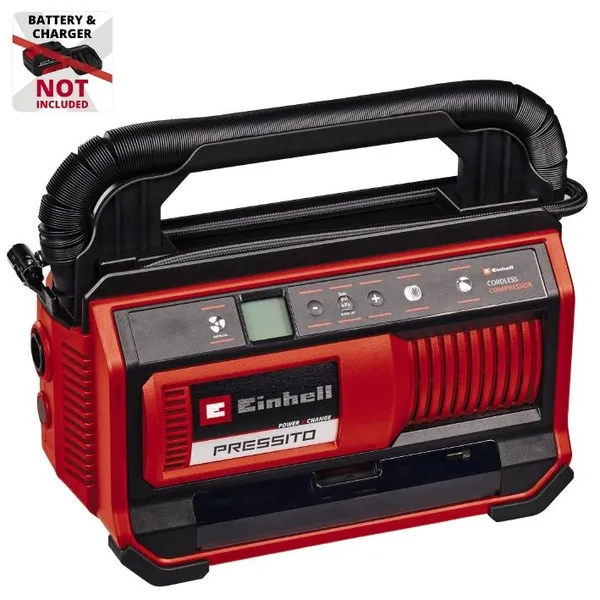 Компрессор воздушный Einhell PRESSITO 18/25, аккумуляторный 18В PXC, 10.5бар, выс. и низкий. давление, 2.06кг (без АКБ и ЗУ)