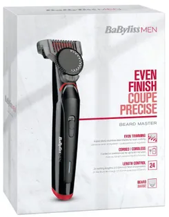 Тример Babyliss, для бороди і вусів, мережа+акум., вібраційний мотор, насадок-1, сталь, чорний фото