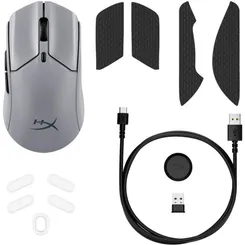Мишь HyperX Pulsefire Haste 2 Pro, RGB, USB-A/WL/BT, серый фото