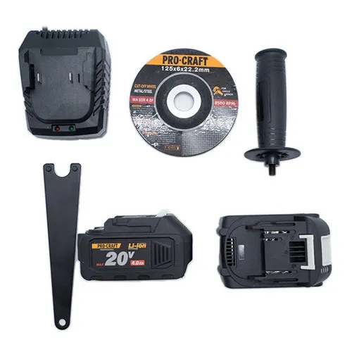 Купити Акумуляторна болгарка безщіткова (125 мм, 20 В) Procraft PGA-20 (акумуляторна шліфмашина кутова) зі знижкою