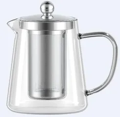 Заварник ARDESTO Gemini Milano 950мл, боросиликатное стекло, нержавеющая сталь, прозрачный фото