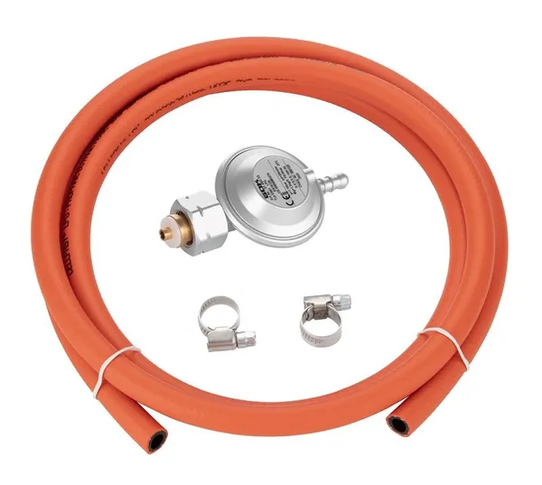 Комплект GOK подключения газового баллона с вентилем Shell и KLF (редуктор 1шт, шланг 2м, хомут 2шт)