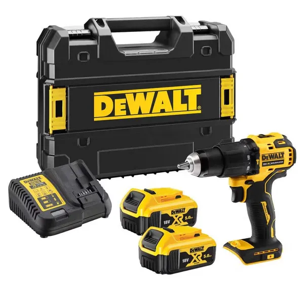Шуруповерт-дрель ударная аккумуляторная DeWALT XR Li-Ion 18В 2х5А·час 65Нм 0-450·0-1650об/мин кейс ЗП 1.2кг
