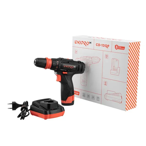 Акумуляторний дриль-шуруповерт Dnipro-M CD-12QP (АКБ+ЗП)