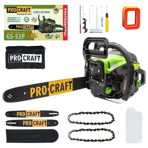 Бензопила 2.1 кВт, шина+цепь 40 см, шина+цепь 45 см Procraft GS52P цена в Украине