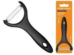 Овочечистка горизонтальна Fiskars Essential, 14.3см, нержавіюча сталь, пластик, чорний фото