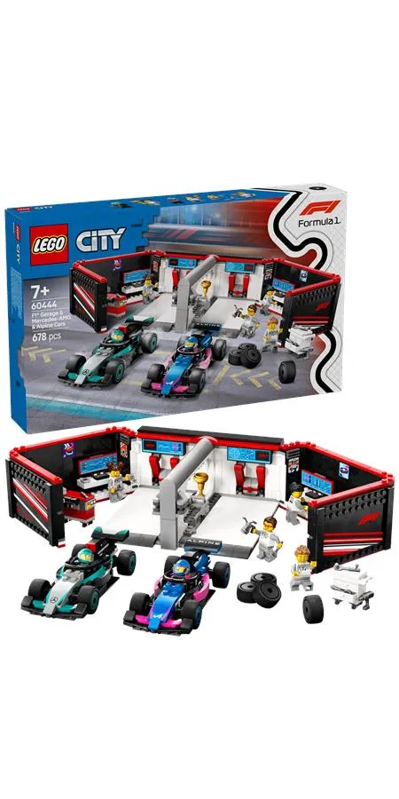 Конструктор LEGO City Гараж F1 и автомобили Mercedes-AMG и Alpine