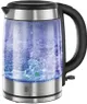 Электрочайник Russell Hobbs Glass, 1.7л, стекло, подсветка, серебристо-черный