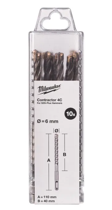 Бур SDS-PLUS 4C Contractor MILWAUKEE, O6х110мм, (10шт)