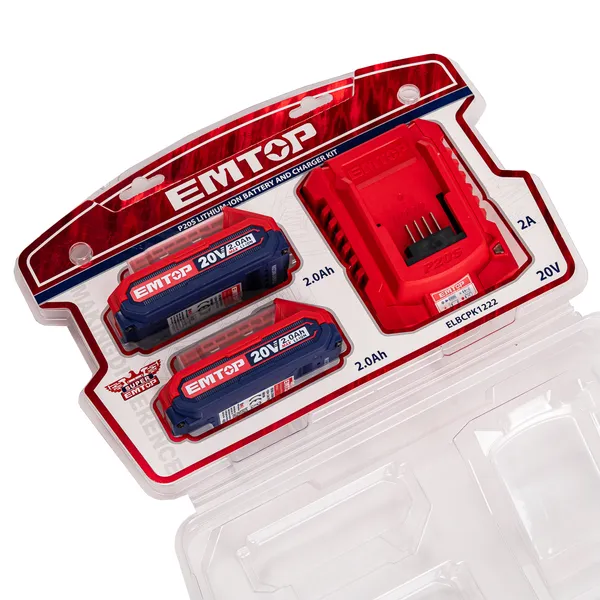 Заказать Комплект EMTOP ELBCPK1222 серии P20S (зарядное устройство EFCR20200 + 2 АКБ EBPK20011) с доставкой