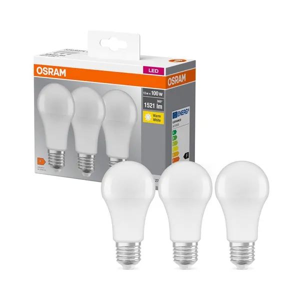 Набор ламп 3шт OSRAM LED E27 13Вт 2700К 1520Лм A60