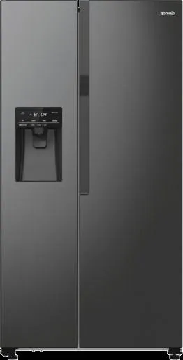 Холодильник SBS Gorenje, 179х70х92см, 2 дв., 376(190)л, А++, NF+, Инв. , Зона св-ти, диспенсер, генератор льда, Внешн.диспл, черный