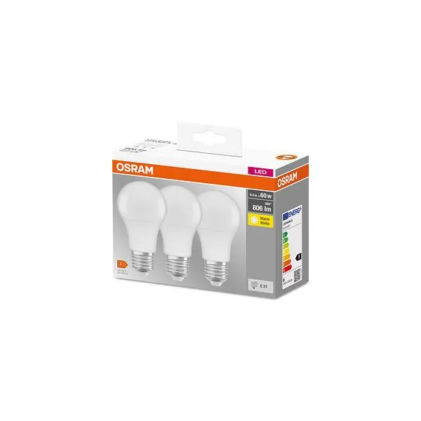 Набор ламп 3шт OSRAM LED E27 8.5Вт 2700К 806Лм A60