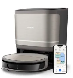 Робот-пылесос Philips Series 9000, h=9.8см, влажная уборка, конт пыль -0.21л, вода -0.22л, автон. раб. до 280мин, EPA 11, черный металик фото