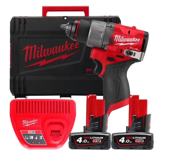 Дриль-шурупокрут акумуляторний MILWAUKEE, M12 FDD2-402X (+ заряд.пристрій, 2 акум., HD кейс)