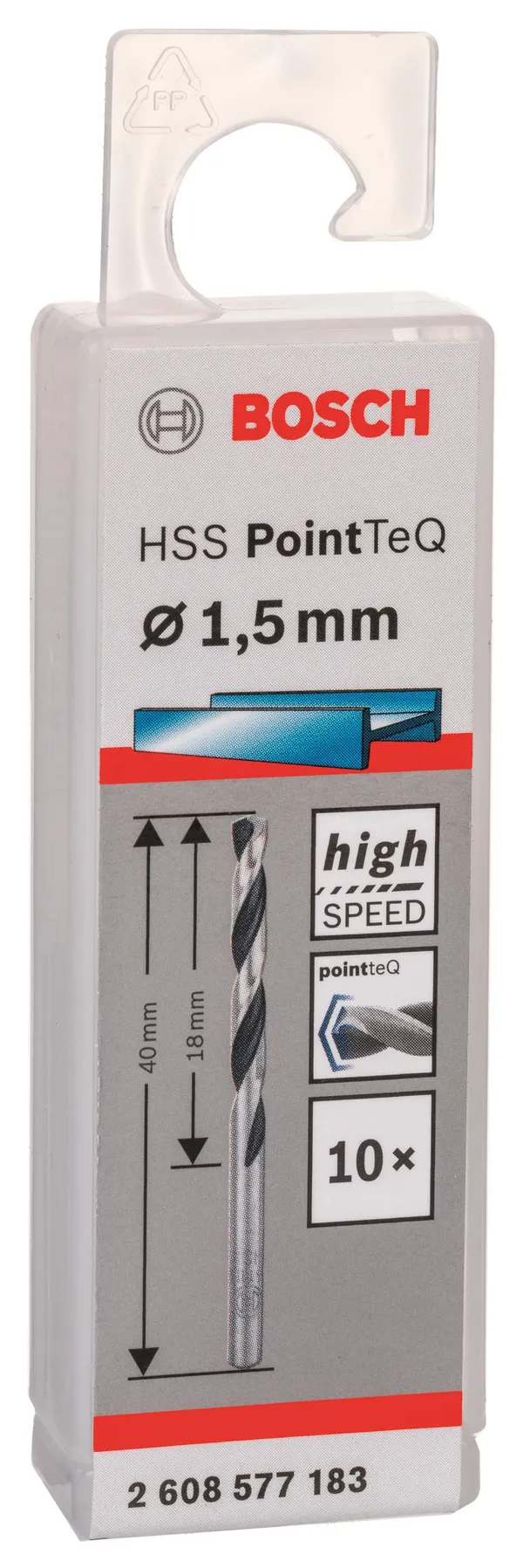 Свердло по металу Bosch HSS-PointTeQ, 1.5х18х40мм, 10шт