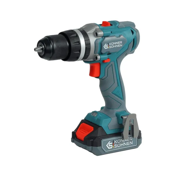 Набір із двох акумуляторних інструментів Konner&Sohnen KS IDAGB 20V SET 1 20В дриль ударний, шліфмашина кутова, швидкий ЗП 2.4А акб 1х2А·год+1х4А·год кейс 3кг купити в Україні