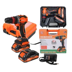 Бесщеточный аккумуляторный шуруповерт Rebiner RAD-18BL DFR в кейсе (2 АКБ) фото