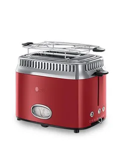 Тостер Russell Hobbs Retro 1100Вт, металл, красно-серебристый фото