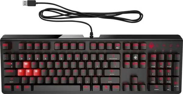 Клавиатура механическая HP OMEN Encoder, 104key, Cherry MX Brown, USB-A, EN/RU, LED, чорний