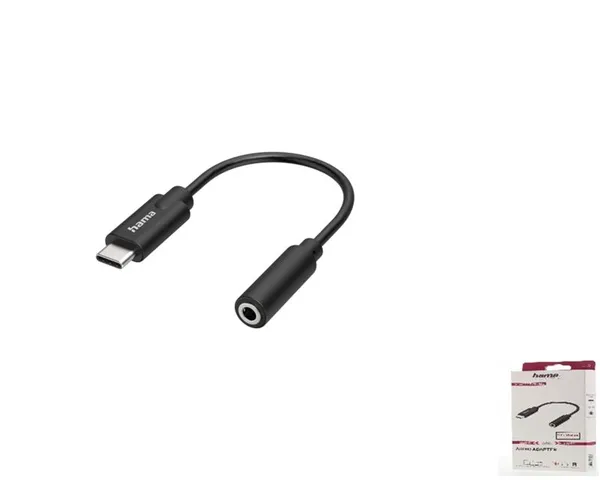 Адаптер Hama USB-C > mini-jack, черный