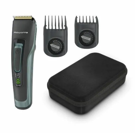 Машинка для стрижки Rowenta Advancer, сеть+акум., роторный мотор, насадок-2, кейс, титан.напыл., зеленый