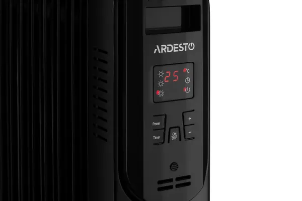 Обігрівач оливний ARDESTO, 25м2, 2500Вт, електр. упр-ння, 11 секцій, пульт ДК, чорний ціна в Україні