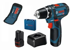 Шурупокрут-дриль акумуляторний Bosch GSR 12V-15 12В 2х2А/год 15-30Нм 0-400/400-1300об·хв 1кг набір 10 біт кейс фото