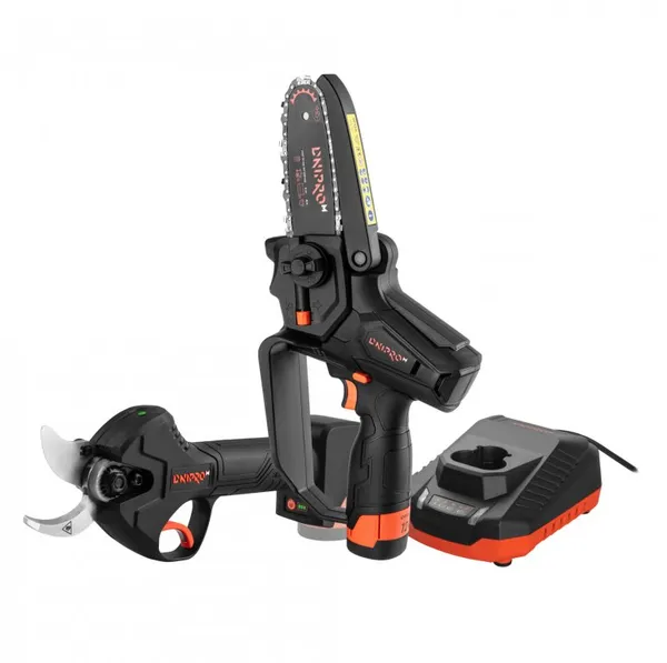 Акумуляторний секатор Dnipro-M PS-12BC + Акумуляторна ланцюгова пила CS-12 + Акумуляторна батарея BP-122 + Зарядний пристрій FC-122 ціна в Україні