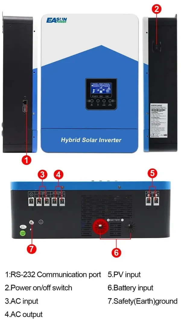 Купити Гібридний сонячний інвертор MPPT Easun ISolar SMH-II-7KW-WiFi