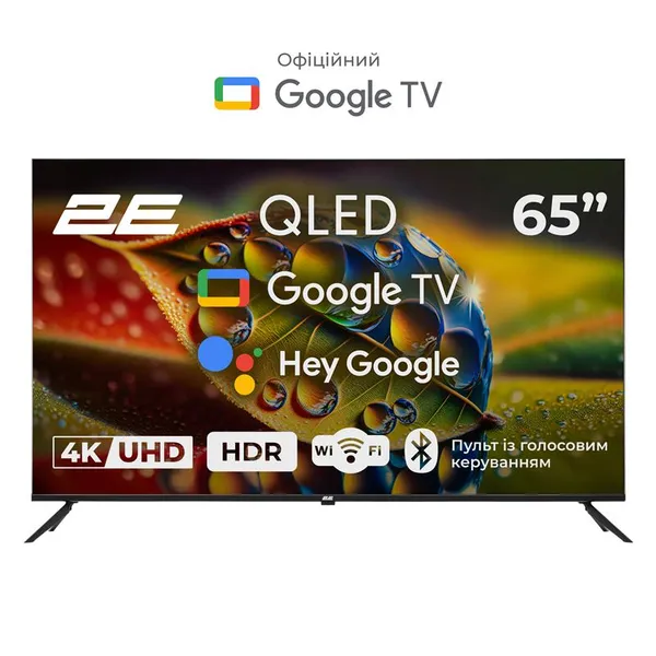 Телевизор 65" 2E QLED 4K 60Hz Smart Google TV Black