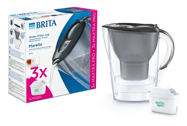 Фільтр-глечик Brita Marella Memo MXPro 2.4л (1.4л очищеної води) з фільтр-картриджем 3шт, графіт