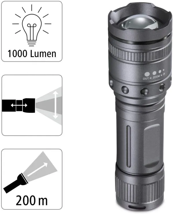 Фонарь ручной на батарейках Hama Ultra Pro LED Torch, AAAx4, 1000лм, 10Вт, LED, 4 функции освещения, чёрный цена в Украине