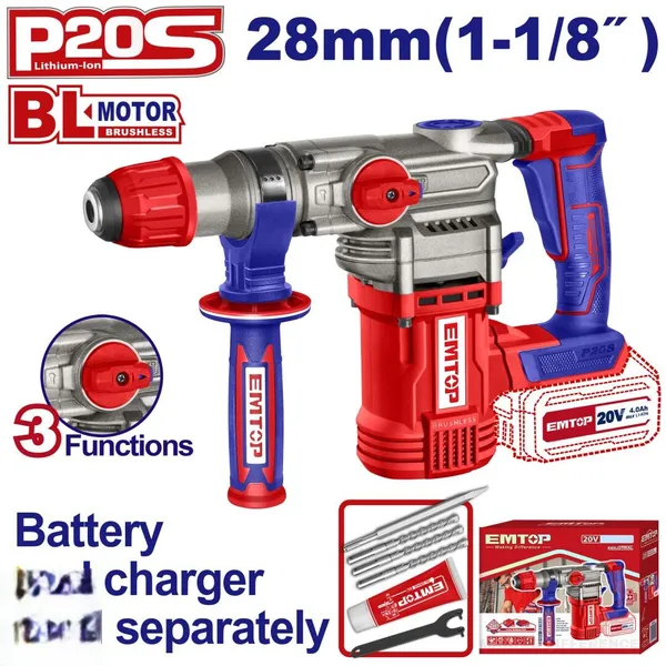 Перфоратор аккумуляторный EMTOP ELRH20288 (без АКБ и ЗУ)