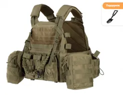 Плитоноска з додатковими сумками 2E Tactical Тип1, Молле, хакі фото