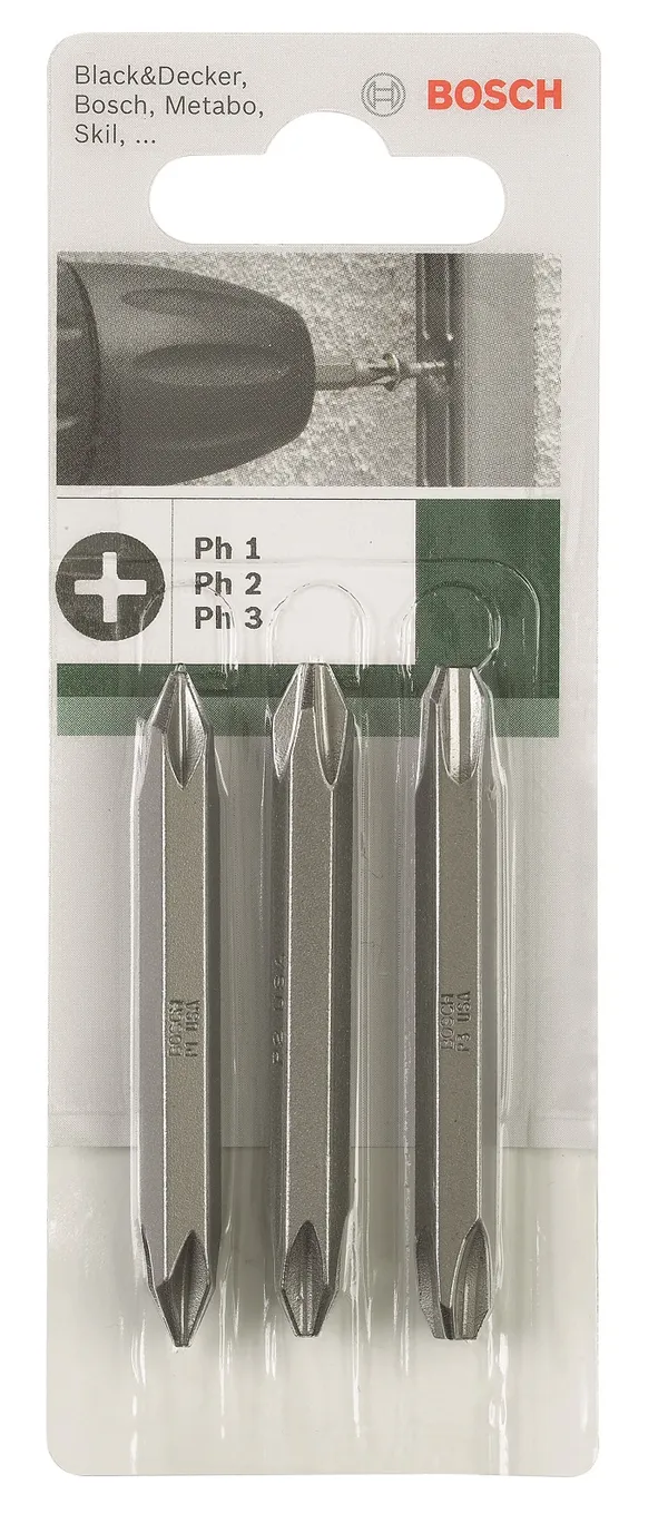 Набор двухсторонних бит Bosch PH/PH, 60мм, 3шт