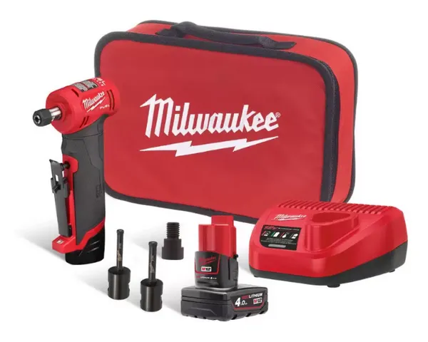 Шліфмашина кутова цангова акумуляторна MILWAUKEE M12 FDGA-422BA, (зарядний пристрій, акумулятори  М12 2 Аг та 4Аг , перехідник,