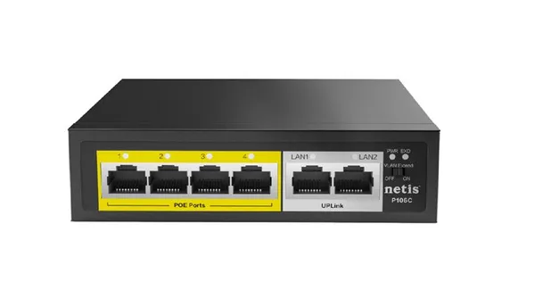 Коммутатор Netis P106C 6xFE (4xPoE), 60Вт, Неуправляемый