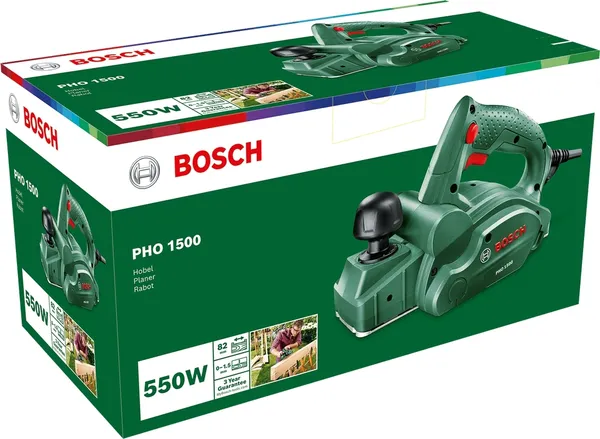 Замовити Рубанок Bosch PHO 1500 280Вт 82мм стругання до 1.5мм 2.55кг з доставкою