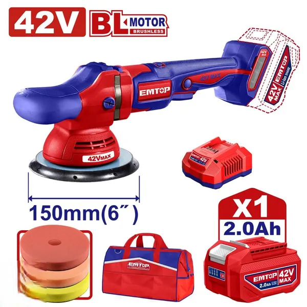 Машина полировальная аккумуляторная EMTOP ELAP42151