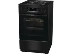 Плита Gorenje комби, 62л, 50x60см, дисплей, программатор, приготовление на пару, эмалированные реш, черный фото