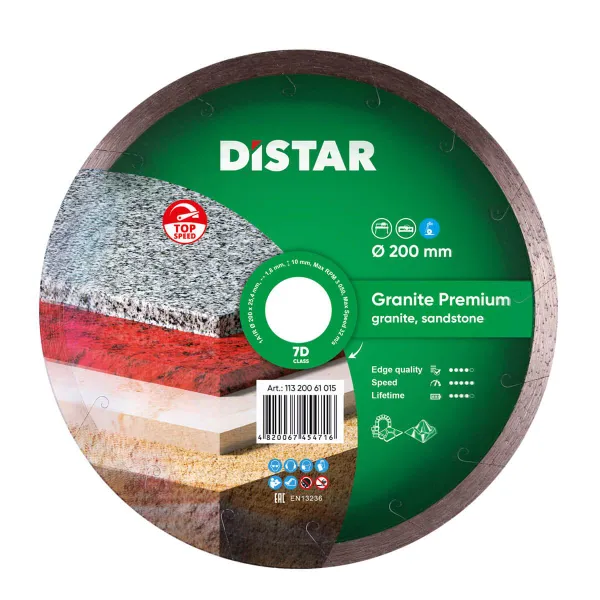 Круг алмазний відрізний Distar 1A1R 200 Granite Premium фото №1