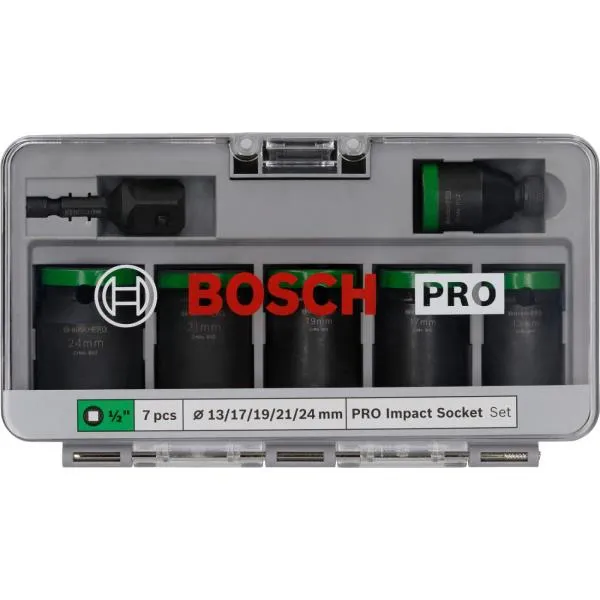 Набор ударных торцевых головок Bosch Professional Standart 7шт 1/2" с адаптеором