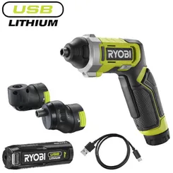 Отвертка аккумуляторная Ryobi USB Lithium RSD4-120TA2 4В 1х2А·ч 5Нм 200об·мин 2 насадки 10 бит 0.31кг кейс фото