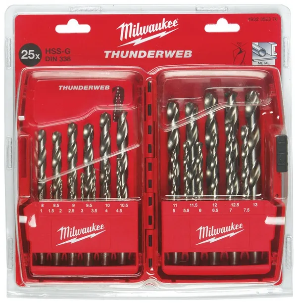 Набір свердл по металу THUNDERWEB HSS-G MILWAUKEE DIN338, (25шт)  (заміна на 4932493870) купить в Украине