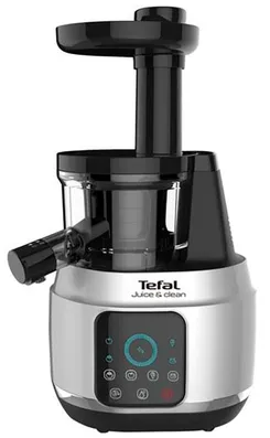 Соковыжималка Tefal Juice&Clean шнековая 150Вт, чаша-0.8л, жмых-0.8л, пластик, серебристо-черный фото