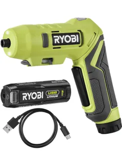 Отвертка аккумуляторная Ryobi USB Lithium RSDP4-120G 4В 1х2А·час 5Нм 200об/мин поворотная ручка 0.35кг фото