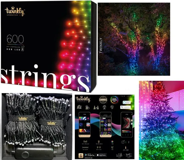 Гирлянда Smart LED Twinkly Strings RGB 600 IP44 48м черный кабель